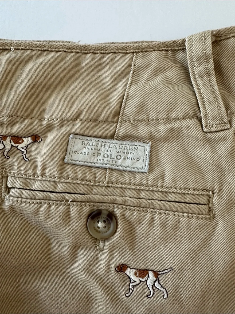 Ralph Lauren Girls Khaki Mini skirt With Embroidered Dogs Size 16 Classic